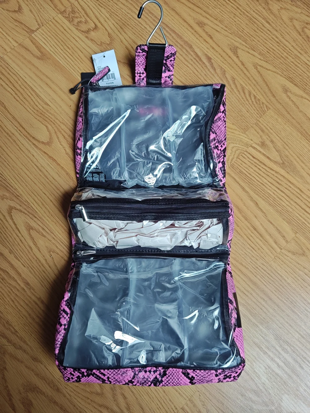 KENDALL + KYLIE Pink Snake Skin Hanging Toiletry Bag Makeup Organizer NWT